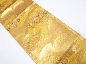 地紙に花・古典柄模様織出し袋帯